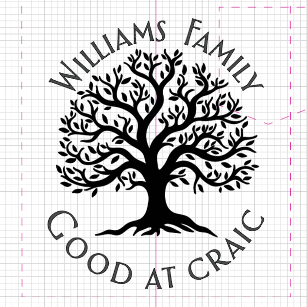the phrase Williams Family, Good at Craic with an drawing of a tree